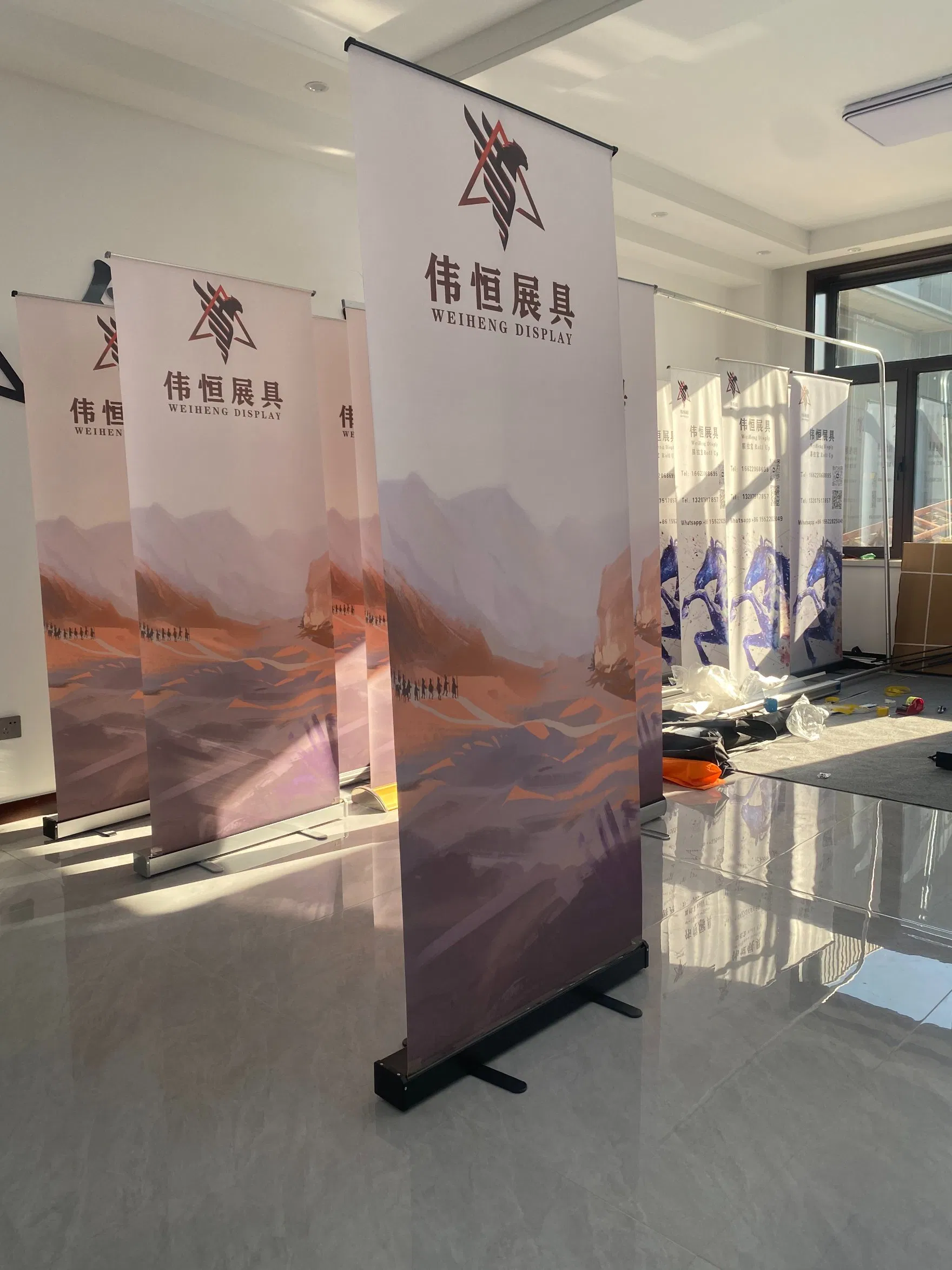 Factory Recommend Cheap Iron Black Color Roll up Banner Stand Display