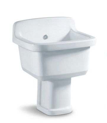 Chaozhou Sanitary Ware Square Shape Mop Pool Easy Cleaning Mop Basin Hot Sale Floor Standing Mop Tub Fixing to Back