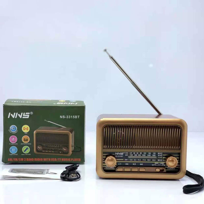 Ретро радио NS-3315BT с Bluetooth, деревянный корпус