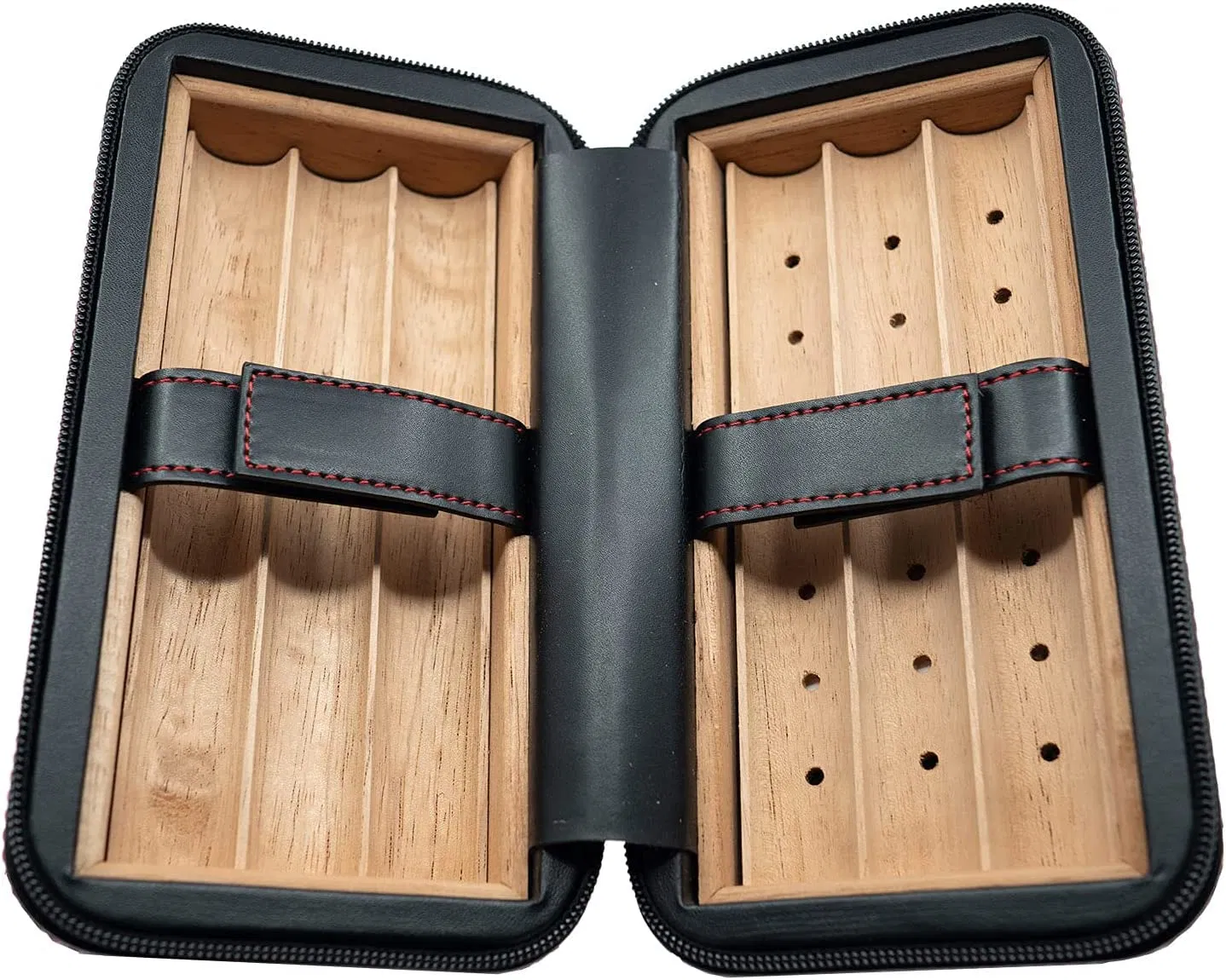 New Portable Leather Humidor with 2-Way Humidity Control Hold 6 Cigars