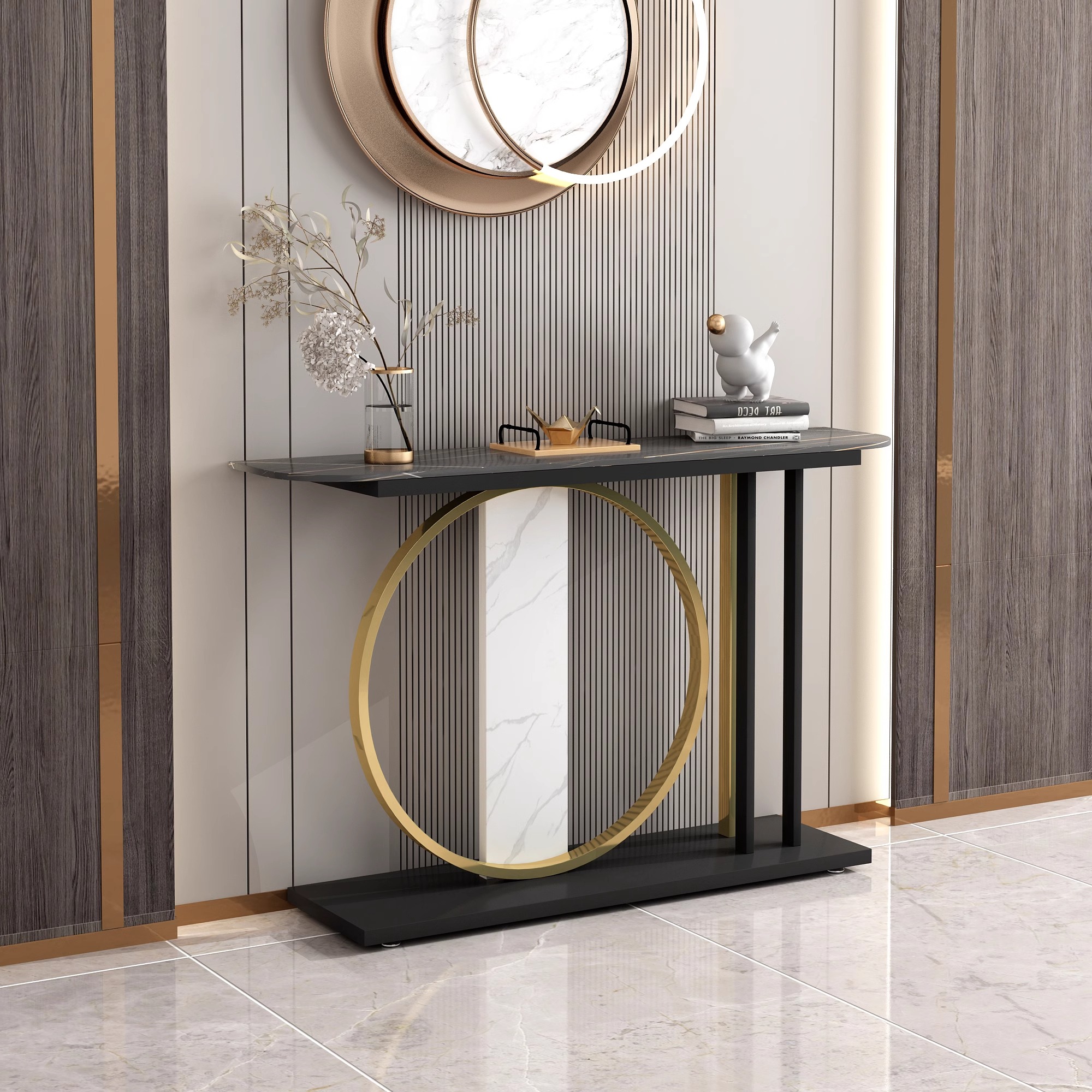 Консоль зеркальная с золотом для спальни классика