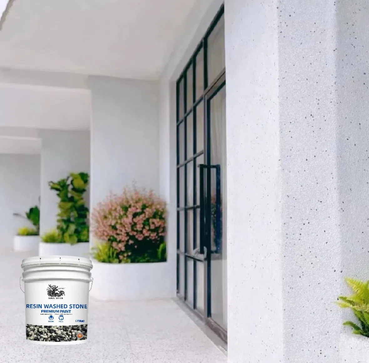 Outdoor Fast Construction Wear Resistant Environment Friendly Resin Washed Stone Paint Waterproof