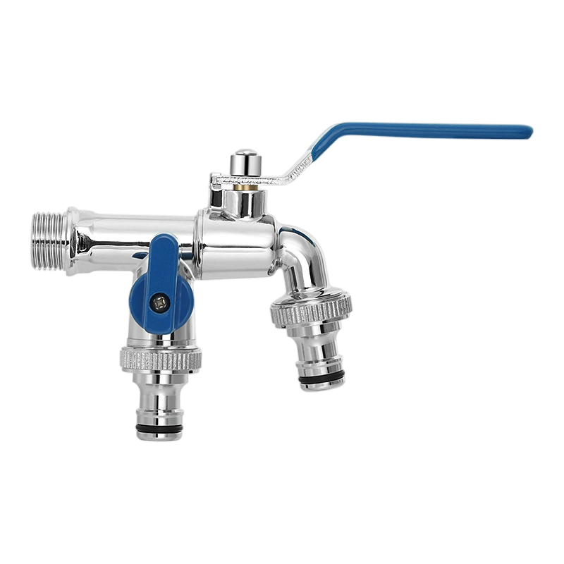Chrome-Plated Outdoor Faucet for Garden Mop Basin Double Water Outlets