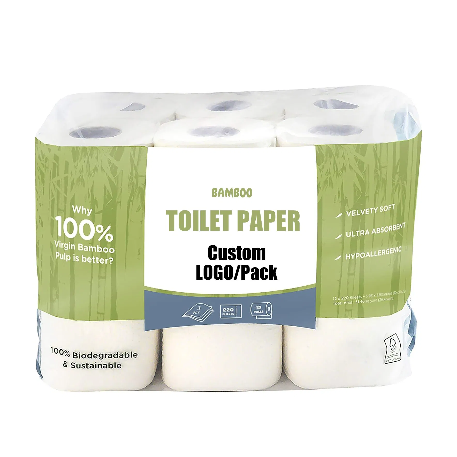 Organic Pure Wood Pulp Toilet Tissue OEM Toilet Paper to USA