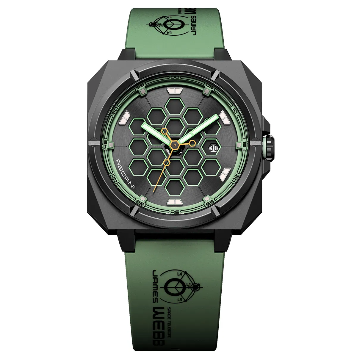 Men's Quartz Sports Watch Hollow out Luminous Waterproof Silicone Strap Student Wristwatch