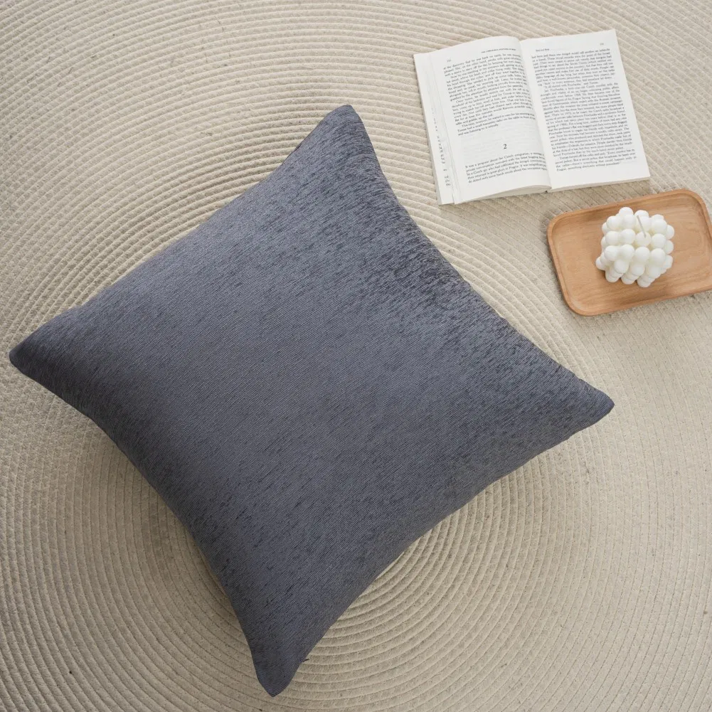 18*18 Inches Throw Pillow Covers Cases for Couch Sofa Home Decoration Solid Dyed Soft Chenille Cushion Cover Living Room