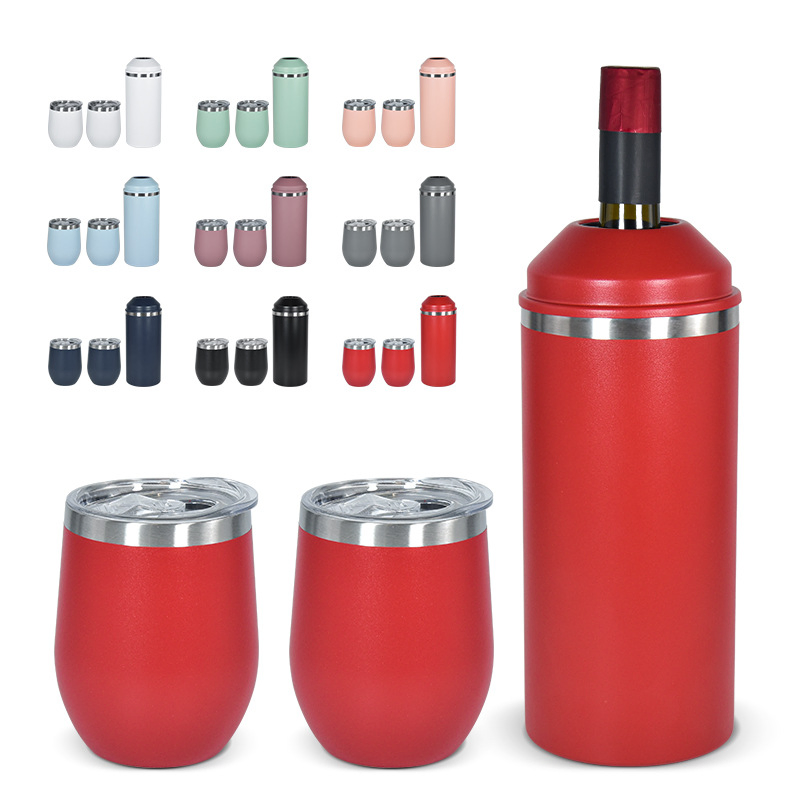 Promotional Gifts Set 25oz Stainless Steel Wine Bottle Champagne Cooler with 2 Wine Tumblers