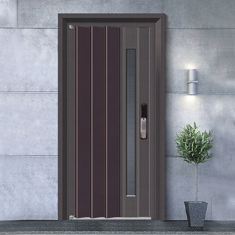 Metal Entrance Main Door Modern Security Stainless Steel Front Door for House, Villa