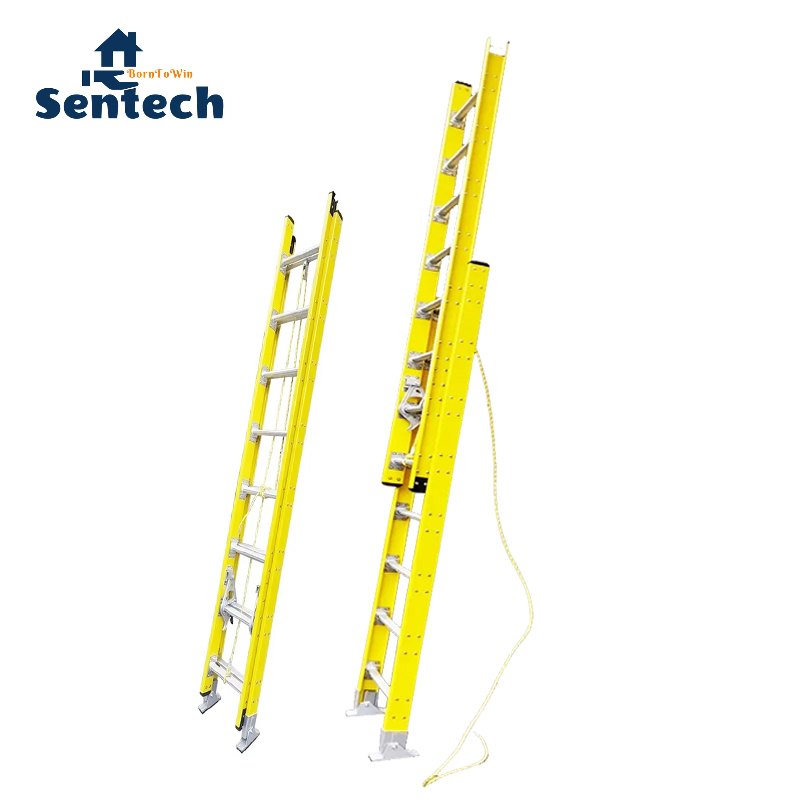 Premium Type Ia 300lbs Fiberglass Telescopic Ladder with Alternative Aluminum Rungs