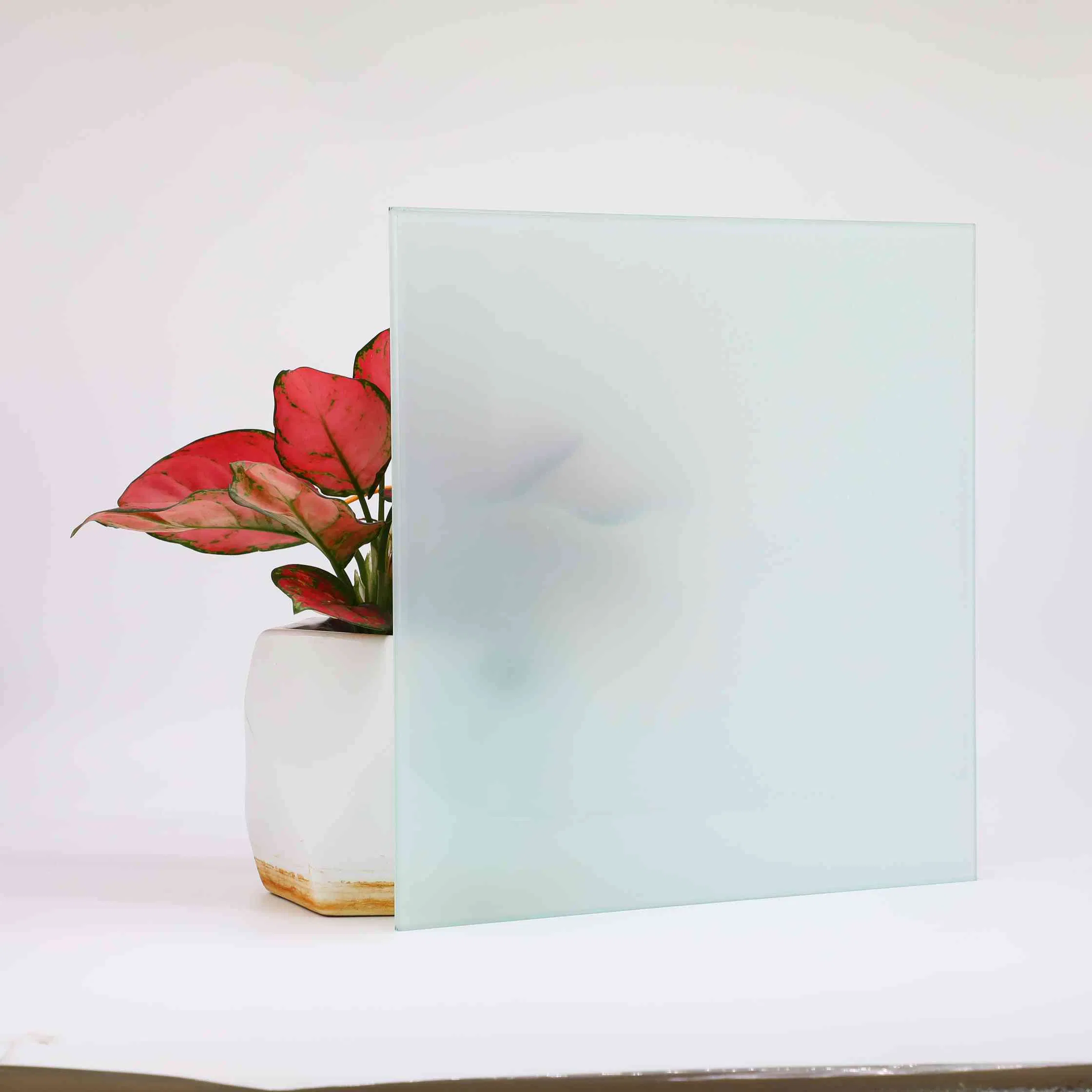 Tempered Colored Stain Frosted Acid Etched Door Glass for Shower Room