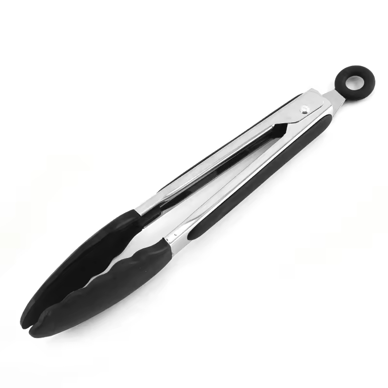 Custom Logo 100% Food Grade BPA Free Stainless Steel Handle Barbecue Grill BBQ Silicone Kitchen Food Serving Tongs