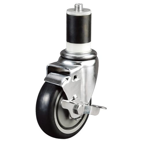 China Castor Factory 100mm Medium Duty Expanding Adapter Stem Castor Wheel with Lock