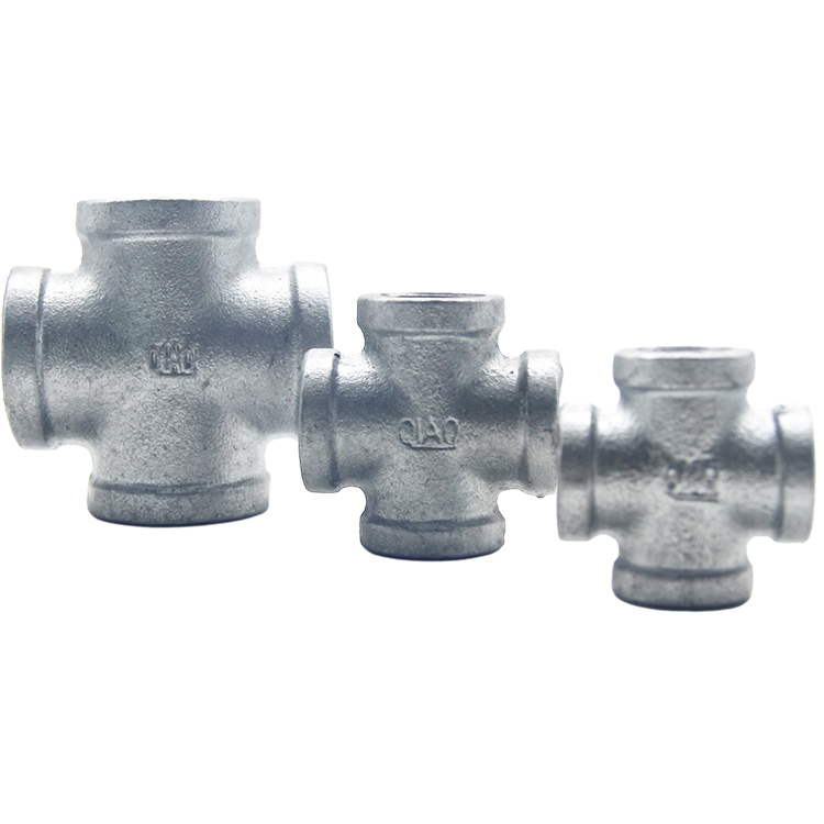 Galvanized Crosses Equal Female 90 Degree Gi Malleable Iron Pipe Fittings in Beaded or Banded Use for Water Gas Oil Supply