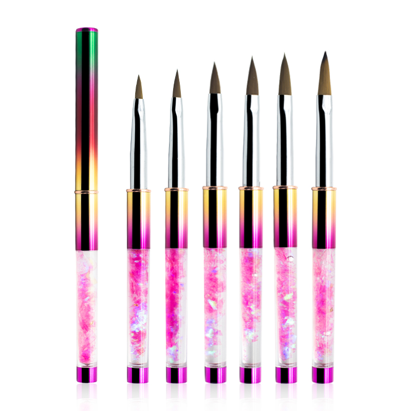 #14 Guyo Liquid Inside Handle 100% Pure Rainbow Gradient Color Kolinsky Nail Beauty Brush