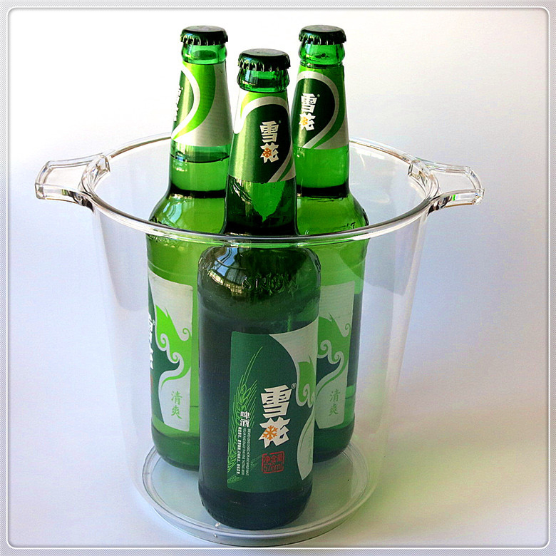Buffalo Trace Bulleit Bulloch Lade Acrylic 4L Small Transparent Round Champagne Beer Cooler Plastic Ice Bucket