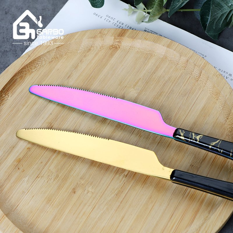 Durable ABS Plastic Handle Steak Knife with Vibrant PVD Color Finish