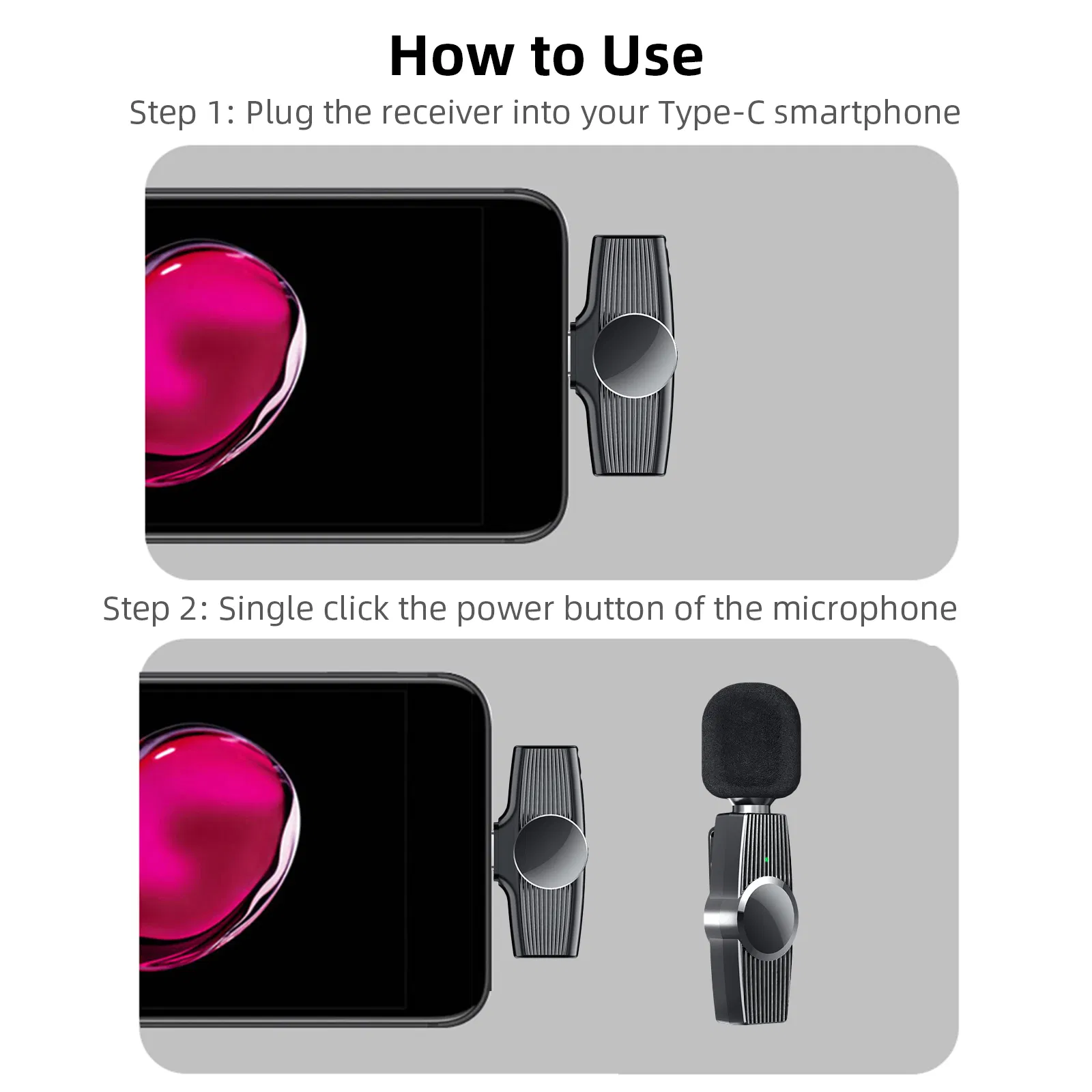 2.4GHz Wireless Clip-on Microphone 20m Distance Wireless Microphone