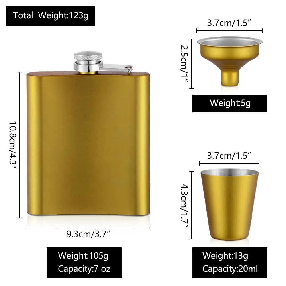 Custom Macallan Hip Flask Sublimation Manufacturing Stainless Steel Hip Flask Sets for Black White Black Bottle Black Velvet