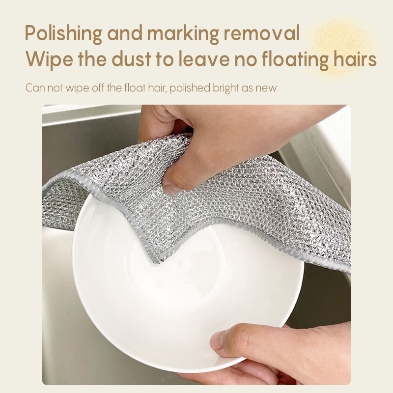 Silver Wire Double-Sided Kitchen Degreasing Metal Wire Cleaning Cloth