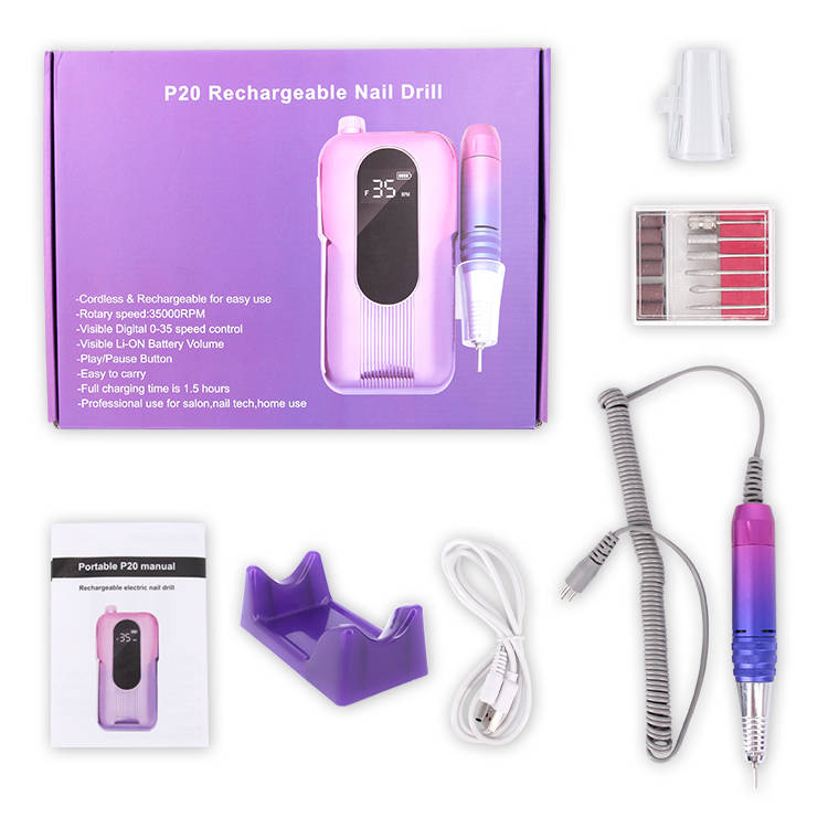 Gradient Color 35000rpm Cordless Nail Drill Rechargeable Manicure Pedicure Polisher Machine