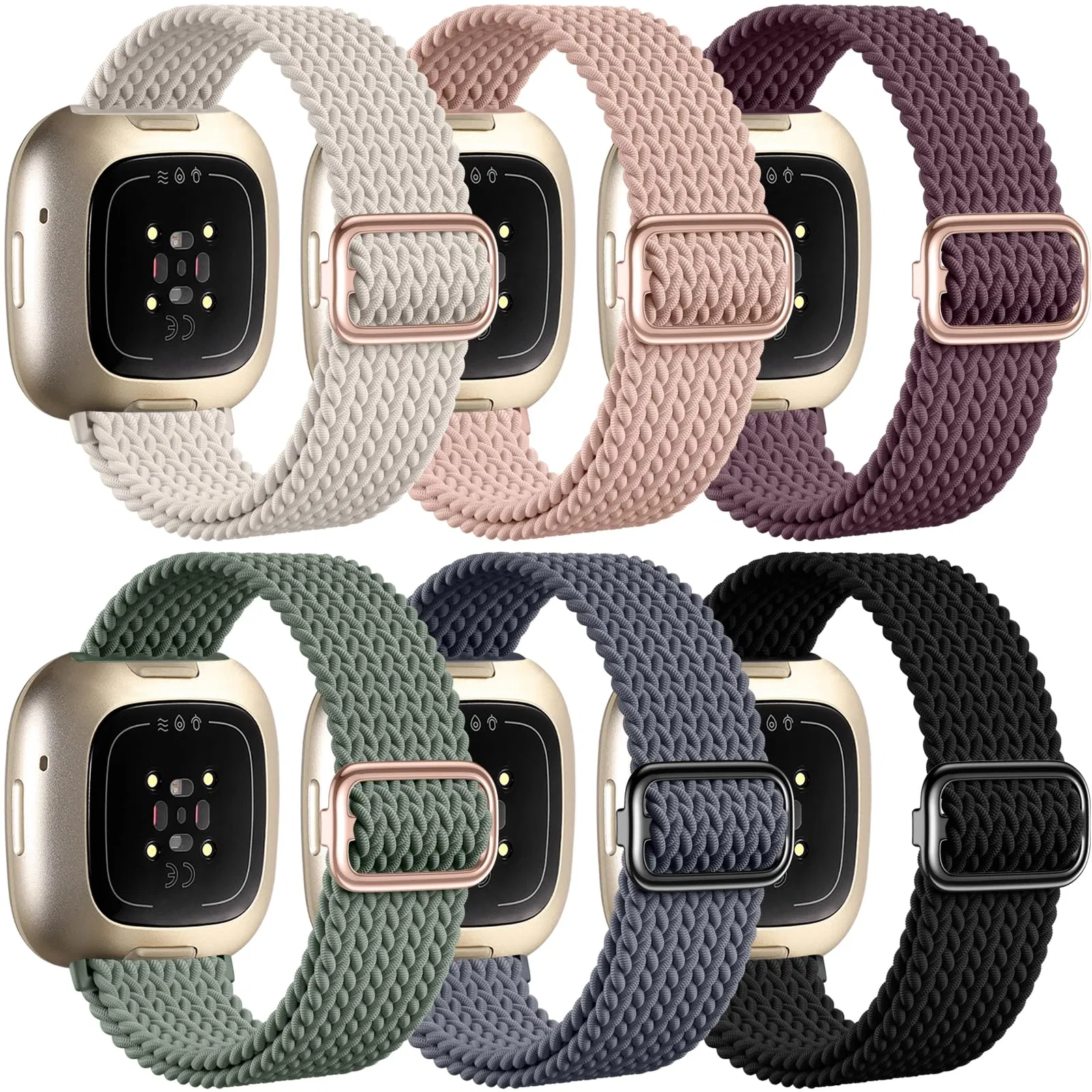 Stretch Comfortale Woven Nylon Watch Strap Band Compatible with Fitbit Versa 4