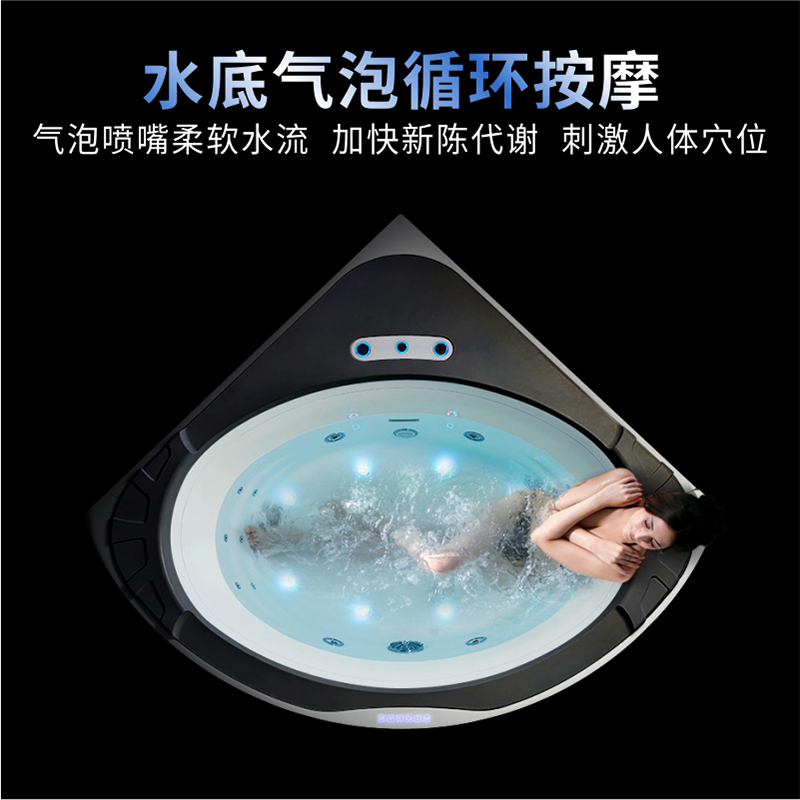 Угловой акриловый массажный джакузи с LED-подсветкой