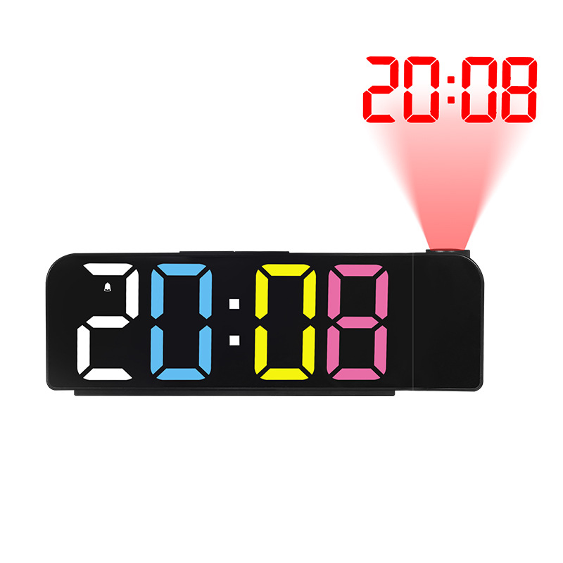 Trendy LED Digital Alarm Clock Large Display Smart with Temperature & Humidity Projection
