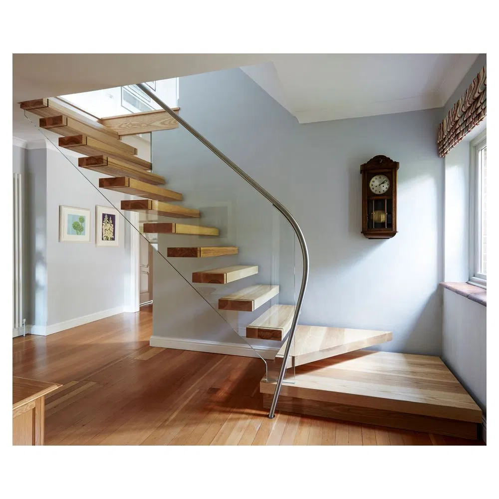 Top-Quality Interior Wooden Tread Modern Floating Staircase