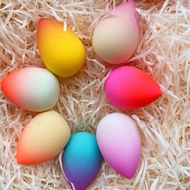 Latex Free Waterdrop Gourd Vegan Beauty Sponge Super Soft Makeup Blender Beauty Puff Rainbow Gradient Mixed Color Makeup Sponge