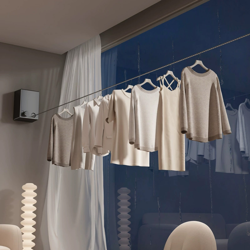 Sanipro Laundry Hanging Rope Wall Mounted Indoor Laundry Retractable ABS Plastic Washing Line Clothes Drying Rack Clothesline
