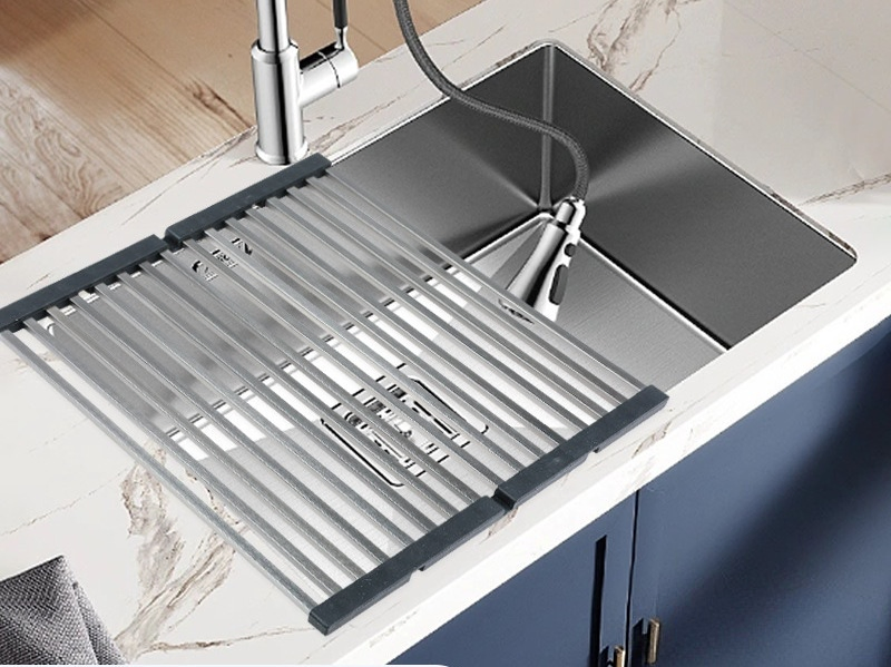 Stainless Steel Dish Drying Mat Foldable Design Strainer Dish Rack Easy for Storage Organizer