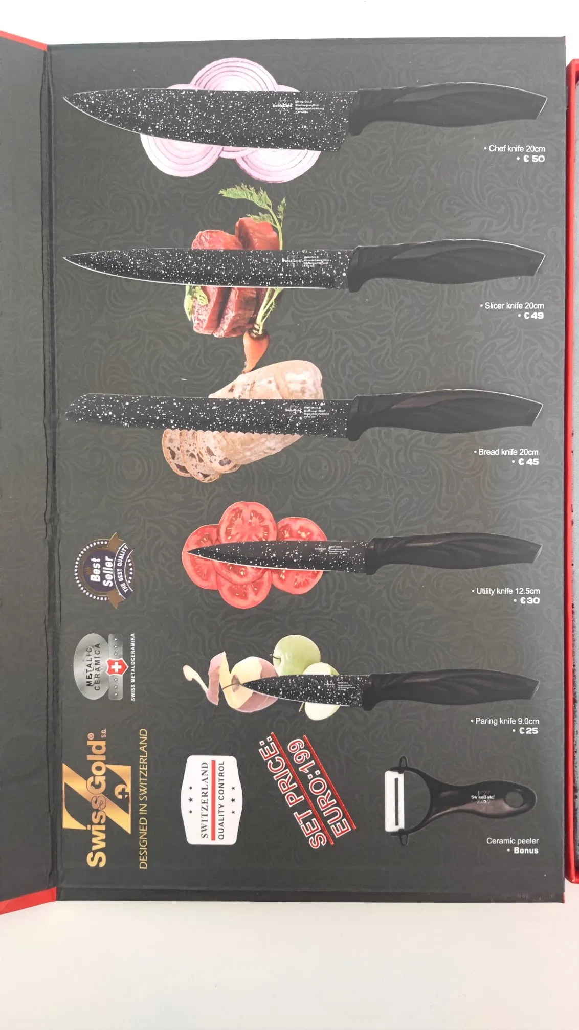 Набор кухонных ножей из нержавеющей стали, 6 предметов