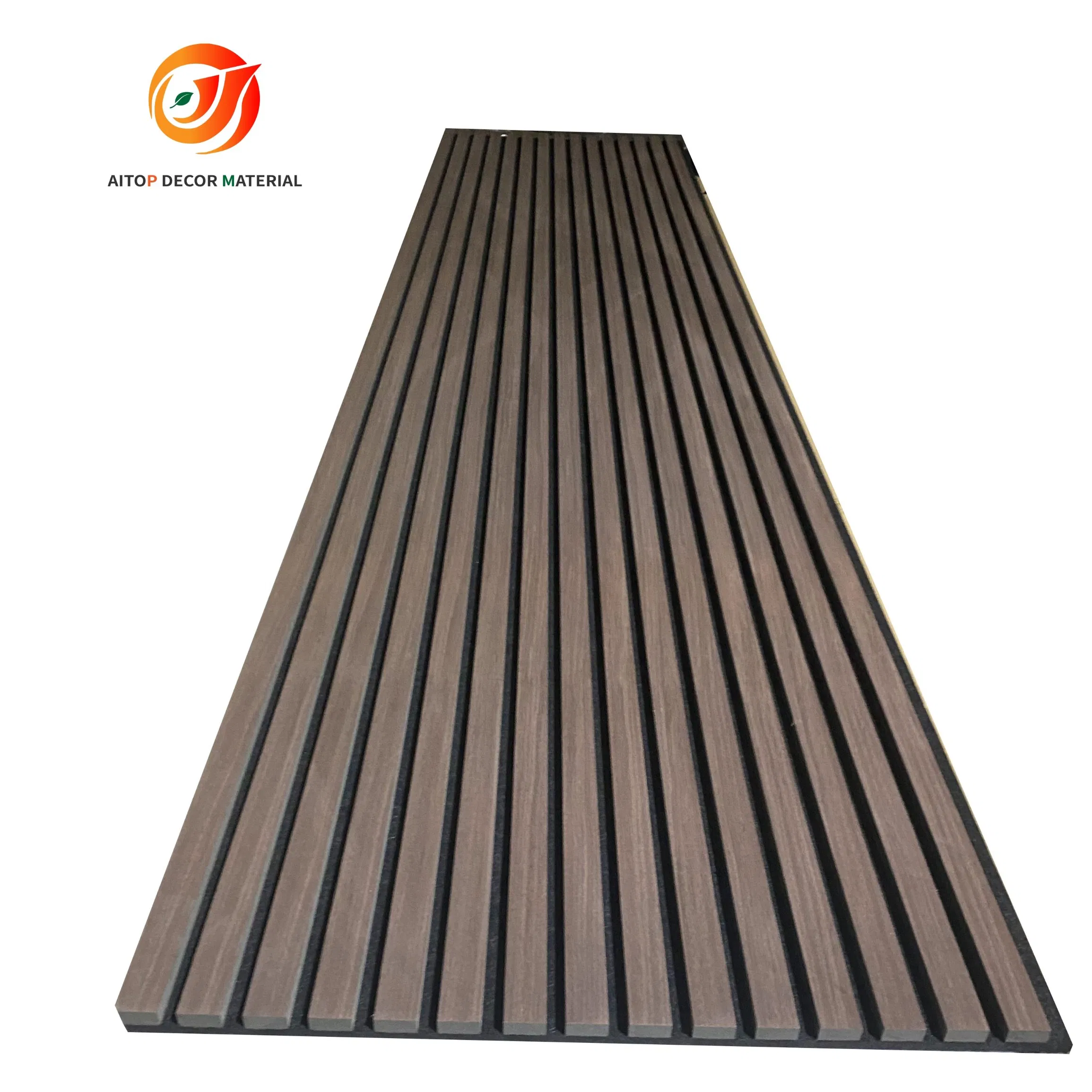 Popular Smoky Oak Veneer Polyester Slats Decorative Wooden Acoustic Akupanel