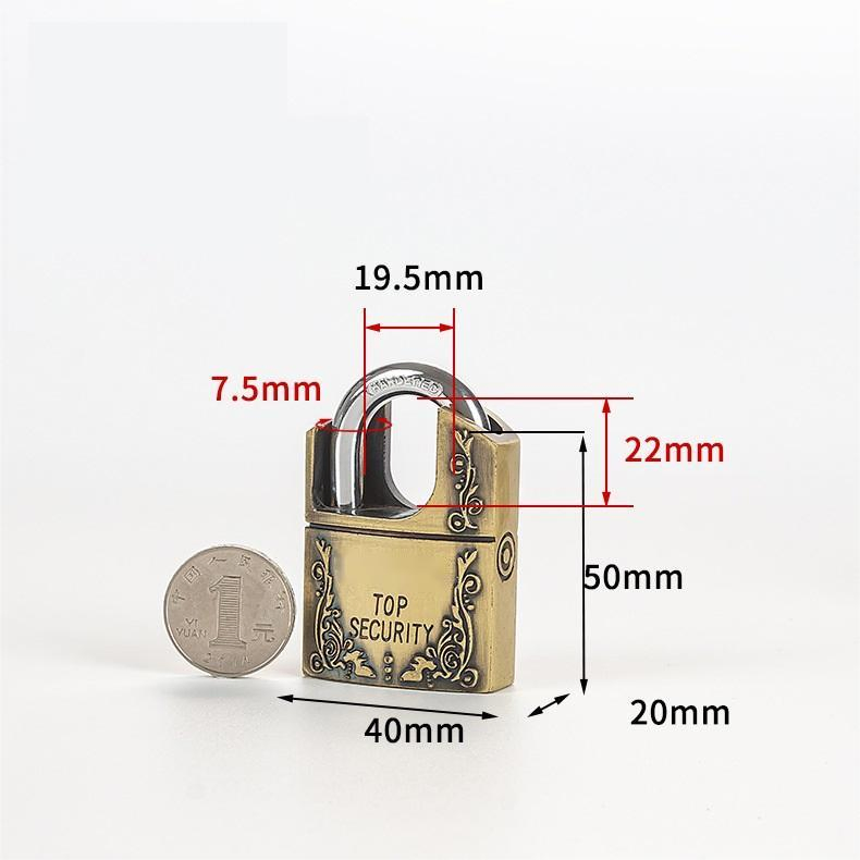Custom Zinc Alloy Padlock Waterproof and Rust-Proof Imitation Copper Lock Crescent Key Padlock