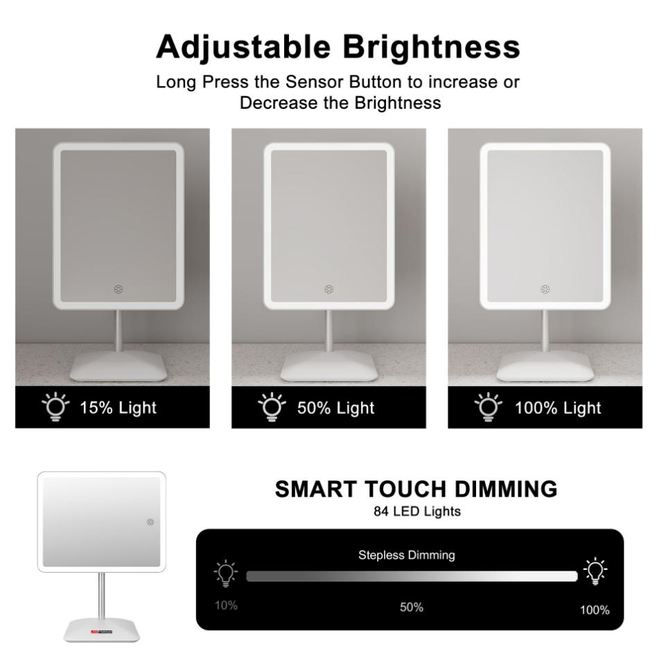 3 Color Light Manufacturer Make up Round Cosmetic Table Desktop Makeup Vanity Mirror with LED Lights