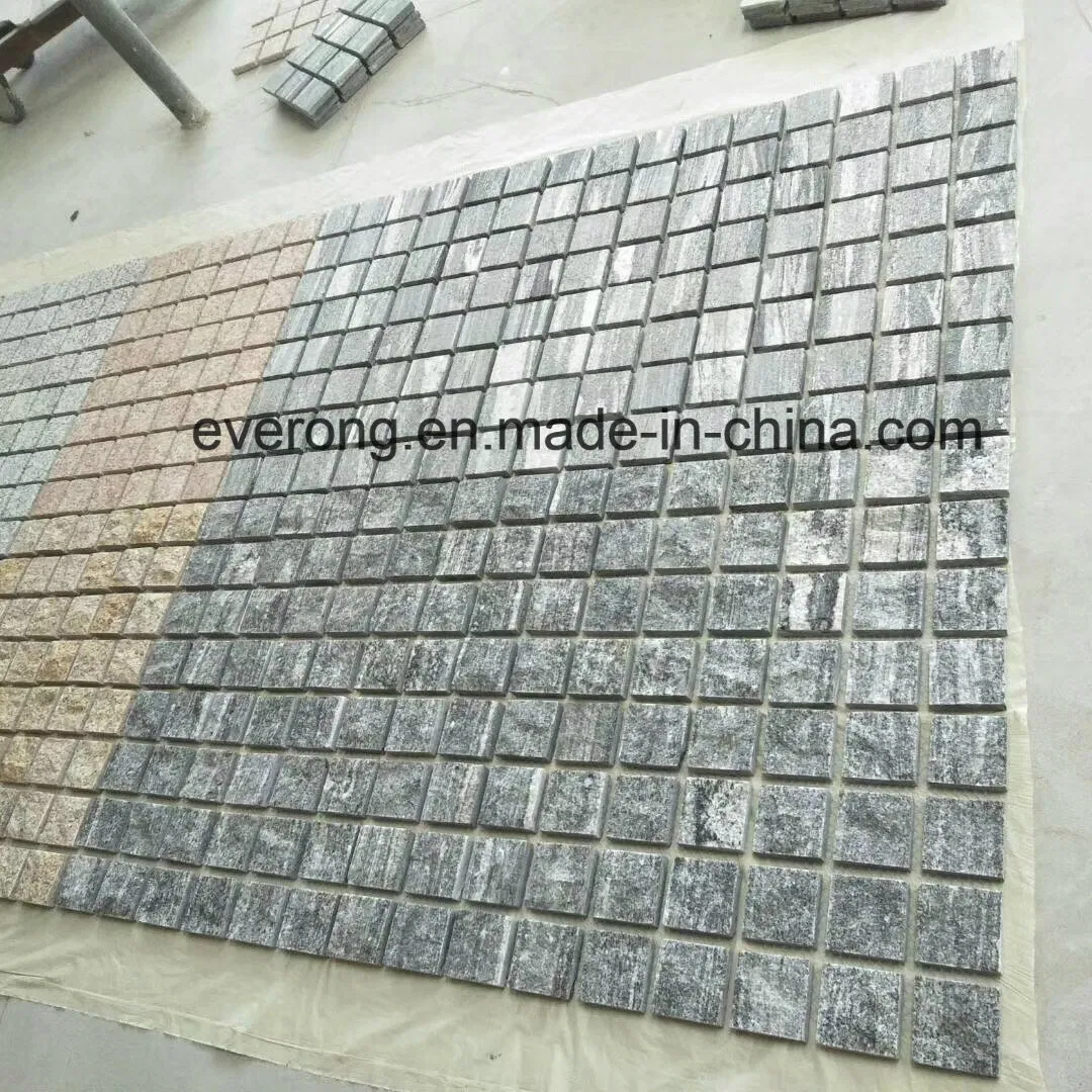 Carpet Mixed Color Granite Cobble Back-Net Paver Tiles for Driveway, Walkway and Patio