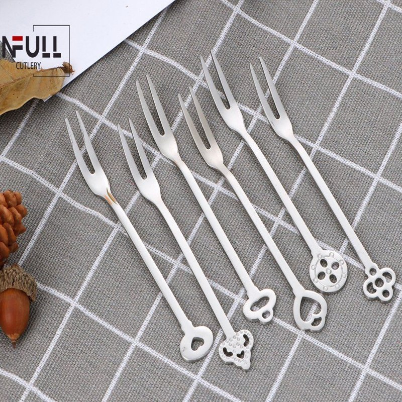 Unique Shape Silver Forks for Fruits Dessert Ice Cream