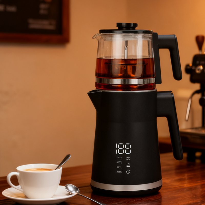 Whosale Double Wall Tea Maker Food Grade 304 Stainless Steel 1500W Water Heating Keep Warm Portable Electric Kettle for High Tea