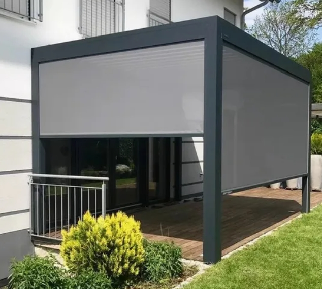 Elegant Outdoor Aluminum Alloy Pergola with Electric Louvers