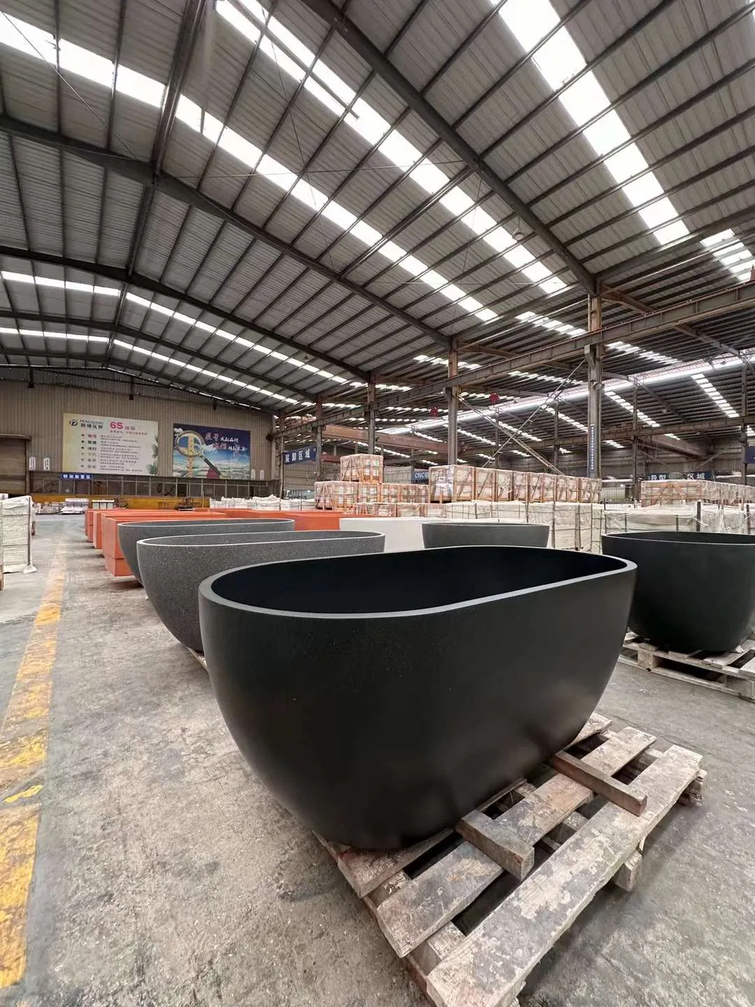 Fabricado En China Freestanding Artificial Stone Terrazzo Black Bathtub Mat