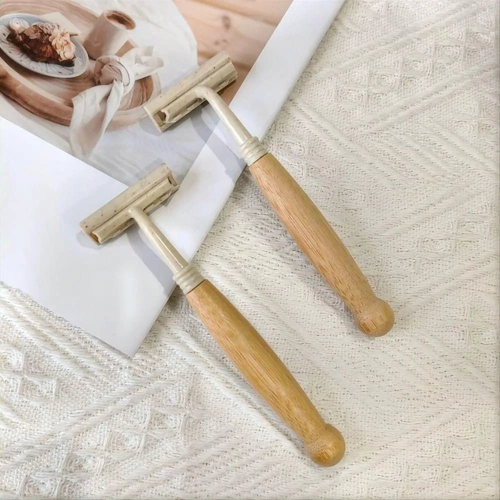 Hotel Supplies Bamboo Handle Straw Safety Shaving Razors Stainless Steel