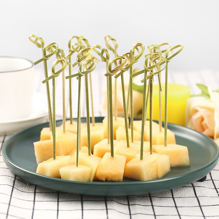 Compostable Bamboo Knot Stick Disposable Hamburger Picks Colorful