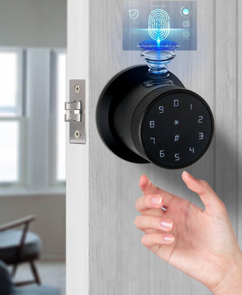 Fingerprint Hotel APP Bluetooth Remote Password Cylindrical Smart Door Lock