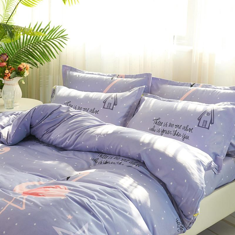 120GSM Soft Fabric Reactive Flamingo Print Polyester Bed Sheets Home Textiles Quilt Cover