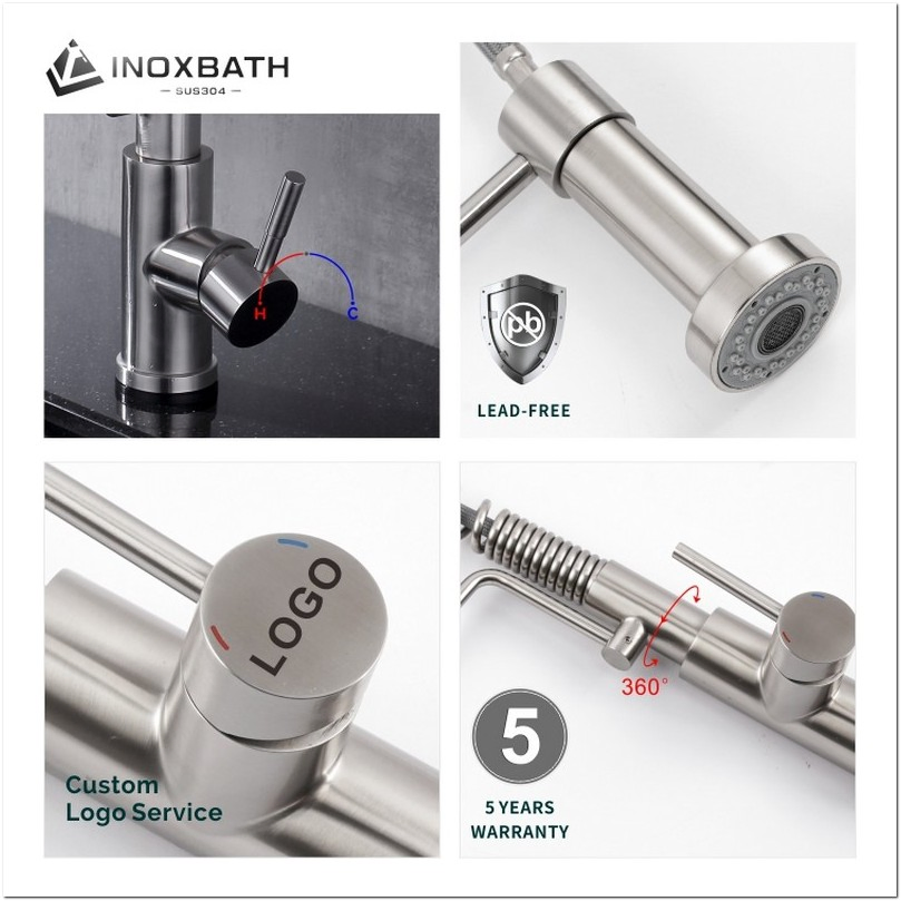 Watermark Listed Stainless Steel Kitchen Faucet Industrial Grade Leak Resistant Tap