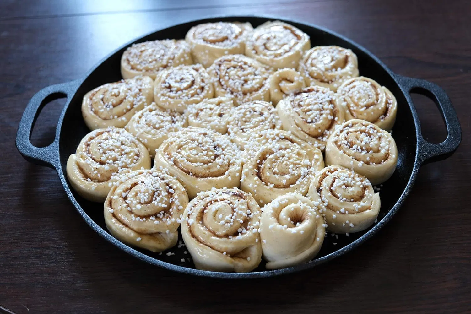 14 Inch Cast Iron Baking Pan Pre-Seasoned Round Baking Pan with Dual Loop Handles for Pizza or Baking