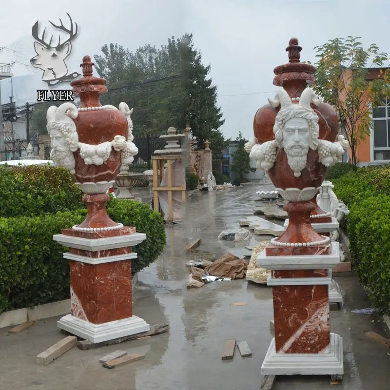 Home Decoration Garden Hand Carved Natural Marble Stone Flowerpot Marble Planters Marble Urns