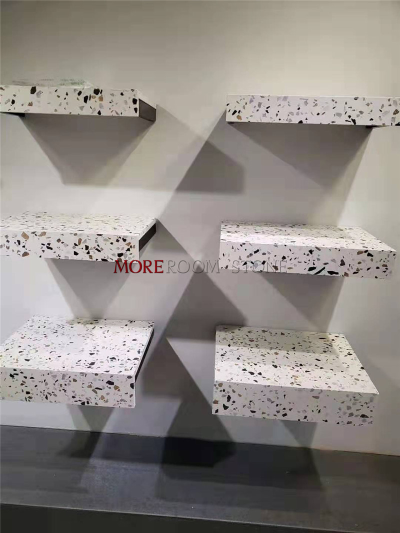 Big Slab Artificial Stone White Terrazzo Kitchen Countertops