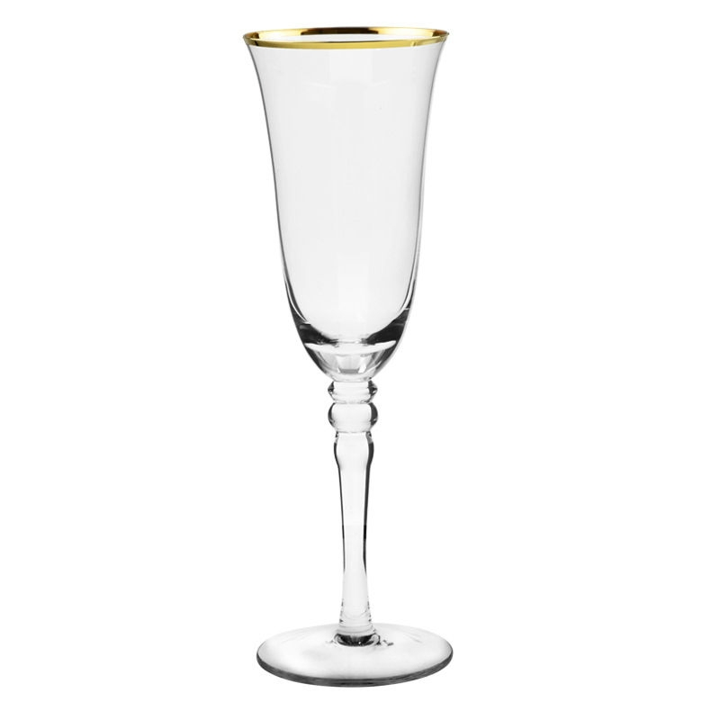 Popular Design Gold Rim Champagne Red Goblet Set for Wedding