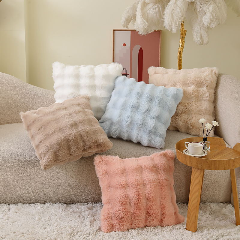 Home Decorative Plush Sofa Cushion Cover Winter Plush Throw Pillows 43X43cm One Side